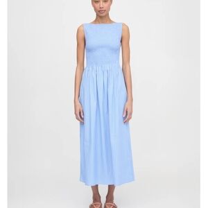 The HILL HOUSE Cosima Nap Dress Size SMALL NWT SMOCKED Blue And White